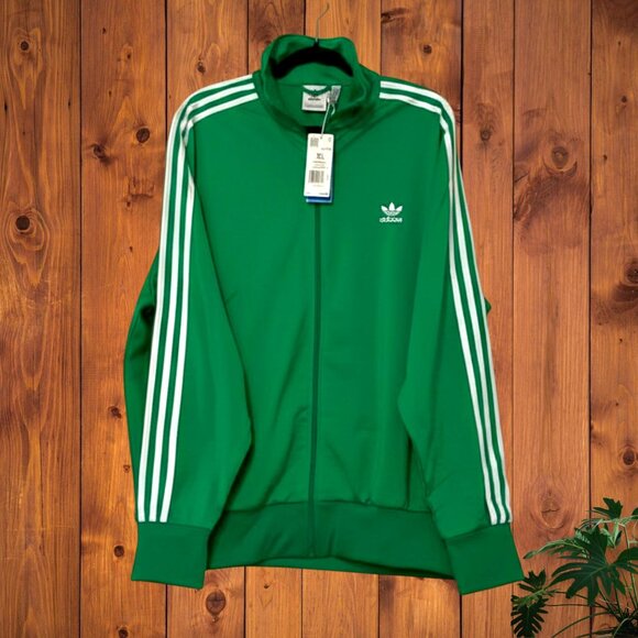 🤩NWT adidas original track jacket in green with white 3 stripes mens size XL L M - Picture 1 of 3